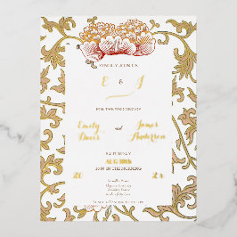  Bloemen Ornament van Owen Jones Classic Folie Uitnodiging Briefkaart