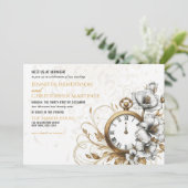 Bloemen Oudejaarsavond Uitnodiging voor het Huweli (Staand voorkant)