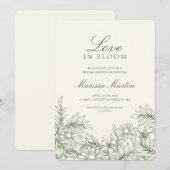 Bloemen Outline Liefde In Bloei Trouwdouche Uitnod Kaart (Voorkant / Achterkant)