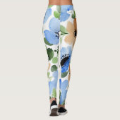 Bloemen over alles, peach, blauw, groene Waterverf Leggings (Achterkant)