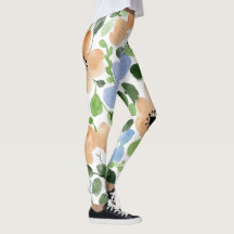 Bloemen over alles, peach, blauw, groene Waterverf