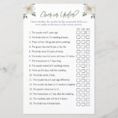 Bloemen "Over en Onder" Vrijgezellenfeest spel (Voorkant)