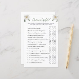 Bloemen "Over en Onder" Vrijgezellenfeest spel