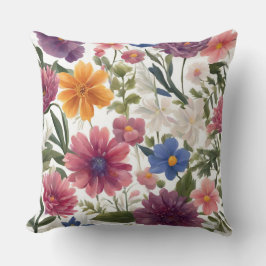 Bloemen over print kussen