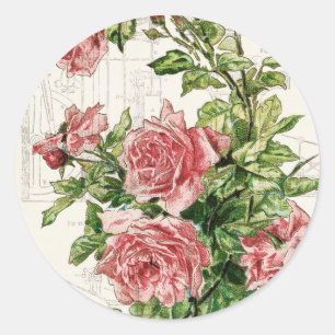 Bloemen over Verdrukte Tekst Ronde Sticker