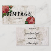 Bloemen over Verdrukte Tekst Visitekaartje (Voorkant / Achterkant)