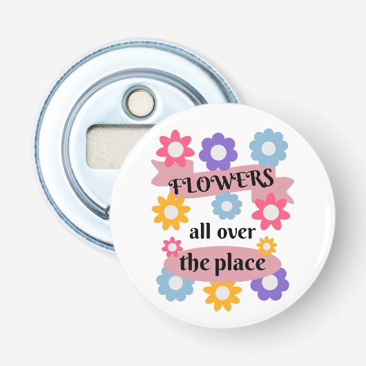 Bloemen overal button flesopener (Voorkant)