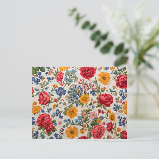 Bloemen overal, kleurrijk ontwerp, briefkaart (Staand voorkant)