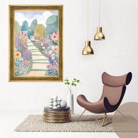 Bloemen Overal Print Waterverf - Walk Foto Afdruk