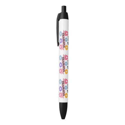 Bloemen overal zwarte inkt pen (Top (Verticaal))