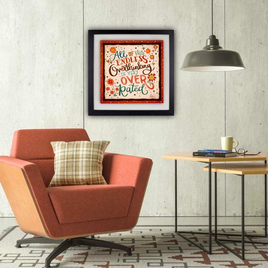 Bloemen Overthinking Retro Inspirerend Quote Poster