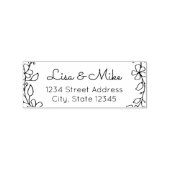 Bloemen Paar Namen Bruiloft Retouradres Rubberstempel (Afrduk)