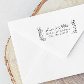 Bloemen Paar Namen Bruiloft Retouradres Rubberstempel