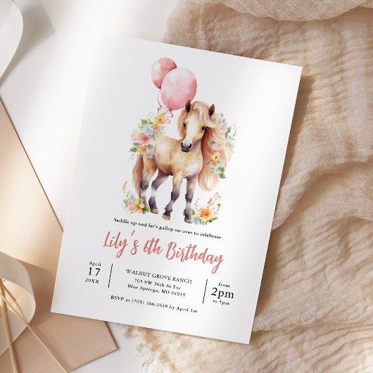 Bloemen Paard Gallop Op Over Verjaardag Kaart