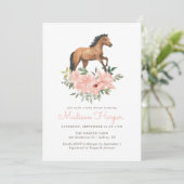 Bloemen Paard Meisje Baby shower Kaart (Staand voorkant)