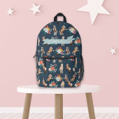 Bloemen Paard/Pony Patroon Marine Blauw Meisje Bedrukte Rugzak