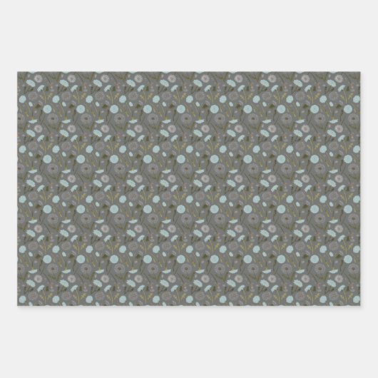 Bloemen Paardebloemen Blauw Decoupage Gift Inpakpapier Vel (Voorkant 3)