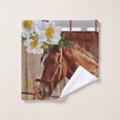 Bloemen Paarden Badkamer Handdoek Sets (Wasdoekje)