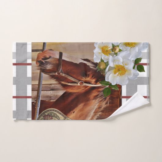 Bloemen Paarden Badkamer Handdoek Sets (Handdoek)