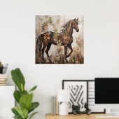  Bloemen Paardenschilderij Poster (Thuiskantoor)
