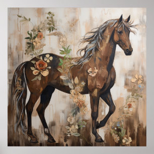 Bloemen Paardenschilderij Poster