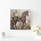  Bloemen Paardenschilderij Vierkante Klok (Huis)