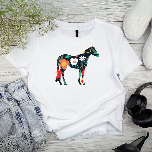 Bloemen Paardensilhouet T-shirt