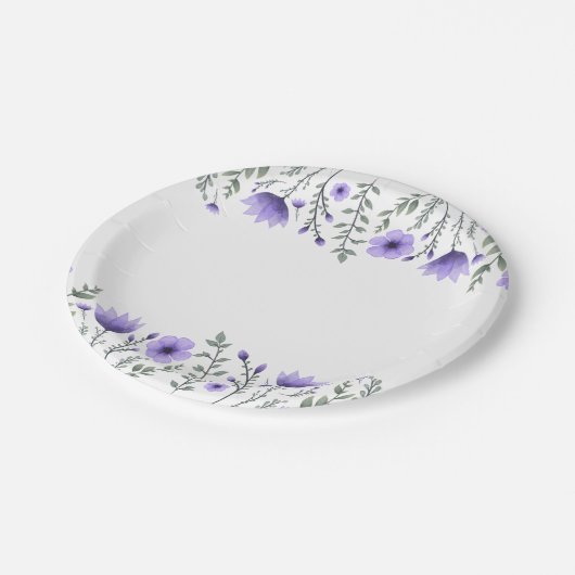 Bloemen Paars Bloemen Bruiloft Party Papieren Bordje (Gekanteld)