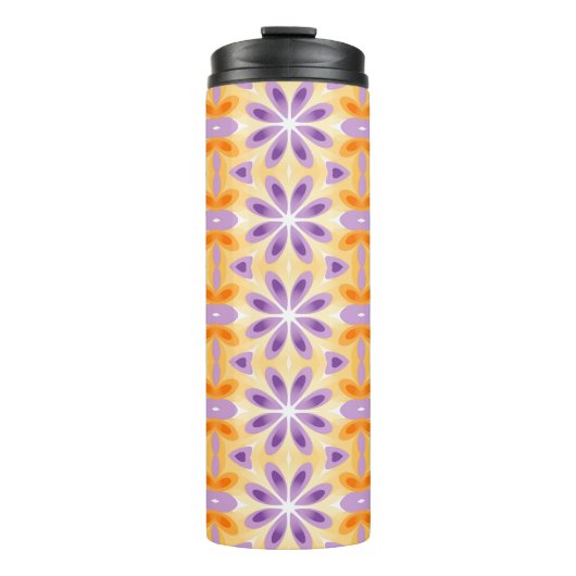 Bloemen Paars Geel Oranje Thermosbeker (Voorkant)
