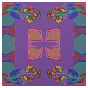 Bloemen paars/groen/oranje/geel>Stof Stof