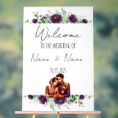 Bloemen paarse acryl bruiloft teken acryl bord (Neutraal)