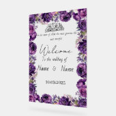 Bloemen paarse acryl bruiloft teken bord (Hoek)