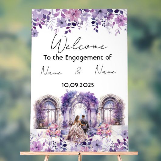 Bloemen paarse Acryl Verloving teken Acryl Bord (Neutraal)