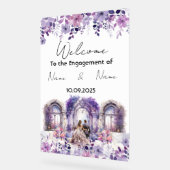 Bloemen paarse Acryl Verloving teken Acryl Bord (Hoek)