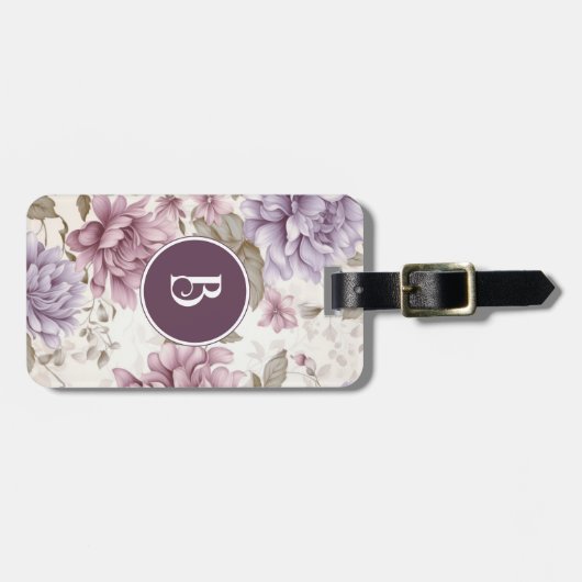  Bloemen Paarse Bagagelabel (Voorkant horizontaal)