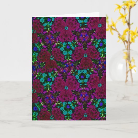 Bloemen Paarse & Blauwe Kaleidoscoop Vriend Verjaa Kaart (Gele Bloem)