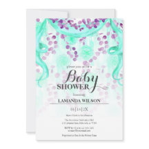 Bloemen Paarse & Blauwgroen Banner Baby shower
