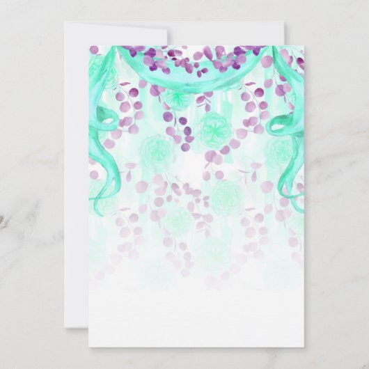 Bloemen Paarse & Blauwgroen Banner Vrijgezellenfee Kaart (Achterkant)