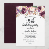 Bloemen Paarse Bloei Waterverf 90ste Verjaardag Pa Kaart (Voorkant / Achterkant)