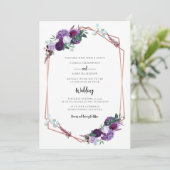 Bloemen Paarse Bloom Script Modern Wedding Kaart (Staand voorkant)