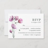 Bloemen paarse boeket. Rustiek eenvoudig huwelijk  RSVP Kaartje (Voorkant)