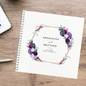 Bloemen Paarse Botanische Bruiloft Gast Notitieboek