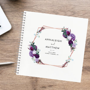 Bloemen Paarse Botanische Bruiloft Gast Notitieboek