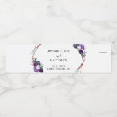 Bloemen Paarse Botanische Bruiloft Gasten Waterfles Etiket (Enkel label)