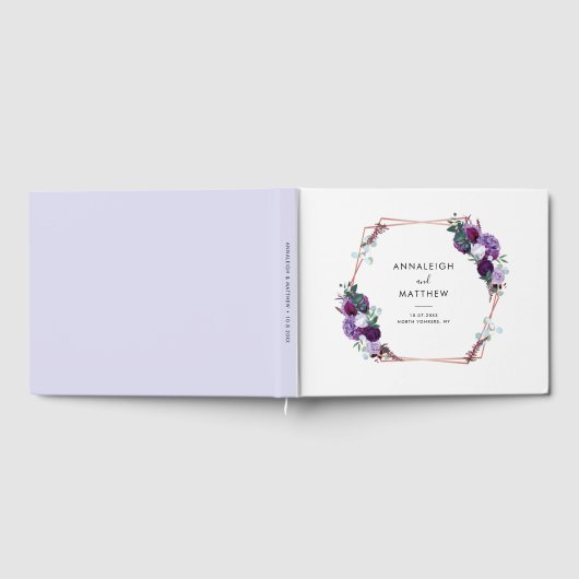 Bloemen Paarse botanische bruiloft Gastenboek (Volledig)