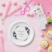 Bloemen Paarse botanische bruiloft receptie Papieren Bordje (Feest)