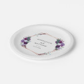Bloemen Paarse botanische bruiloft receptie Papieren Bordje (Gekanteld)