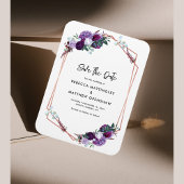 Bloemen Paarse Botanische Bruiloft Save the Date Magneet