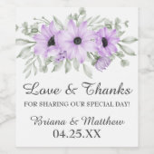 Bloemen Paarse bruiloft gunsten wijnlabel Wijn Etiket (Enkel label)