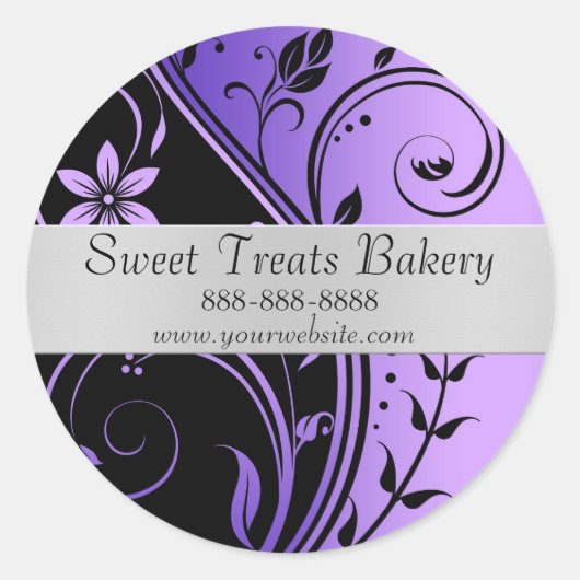 Bloemen Paarse cupcake bakken label Sticker (Voorkant)
